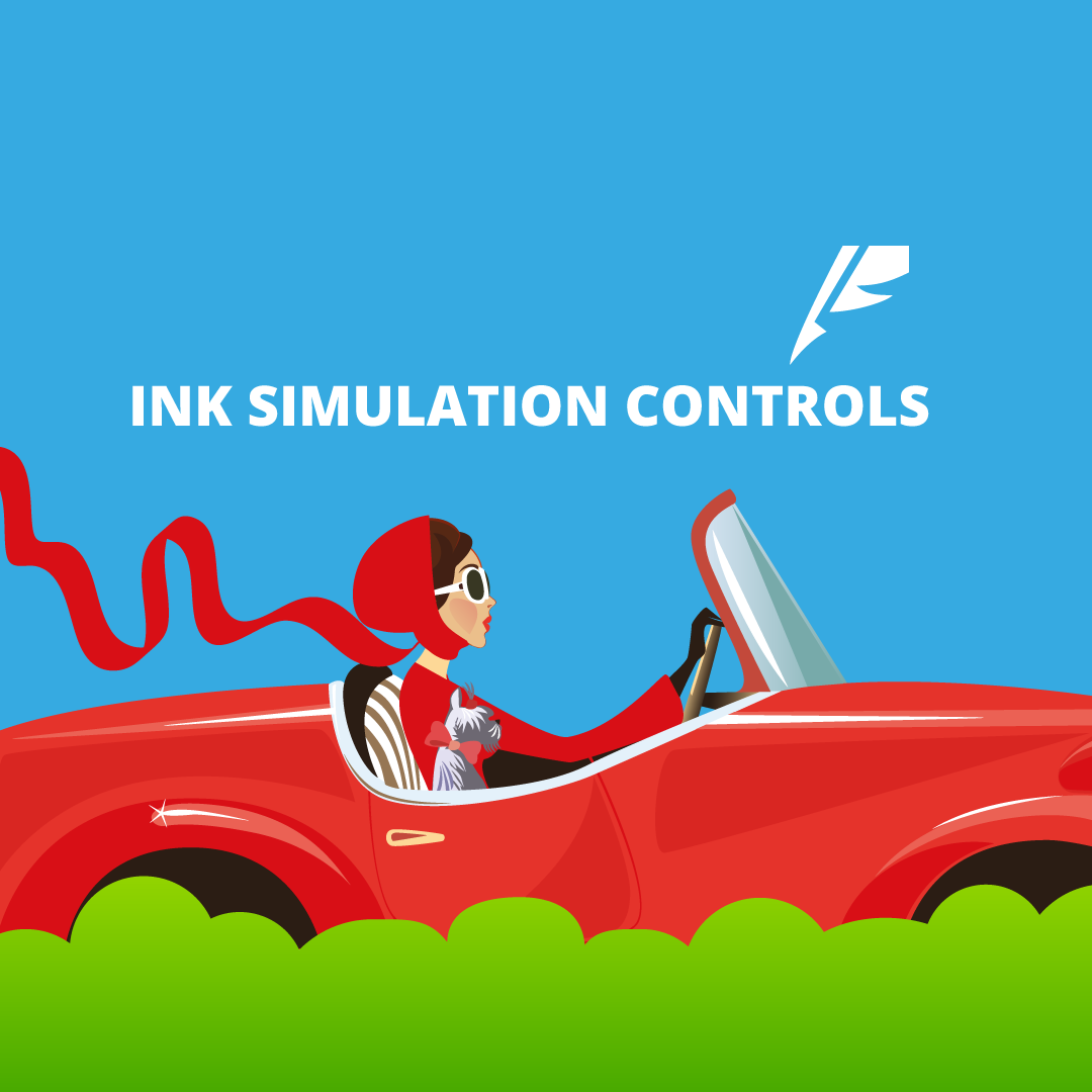 Ink simulation controls on a vector path replicating a flowing scarf