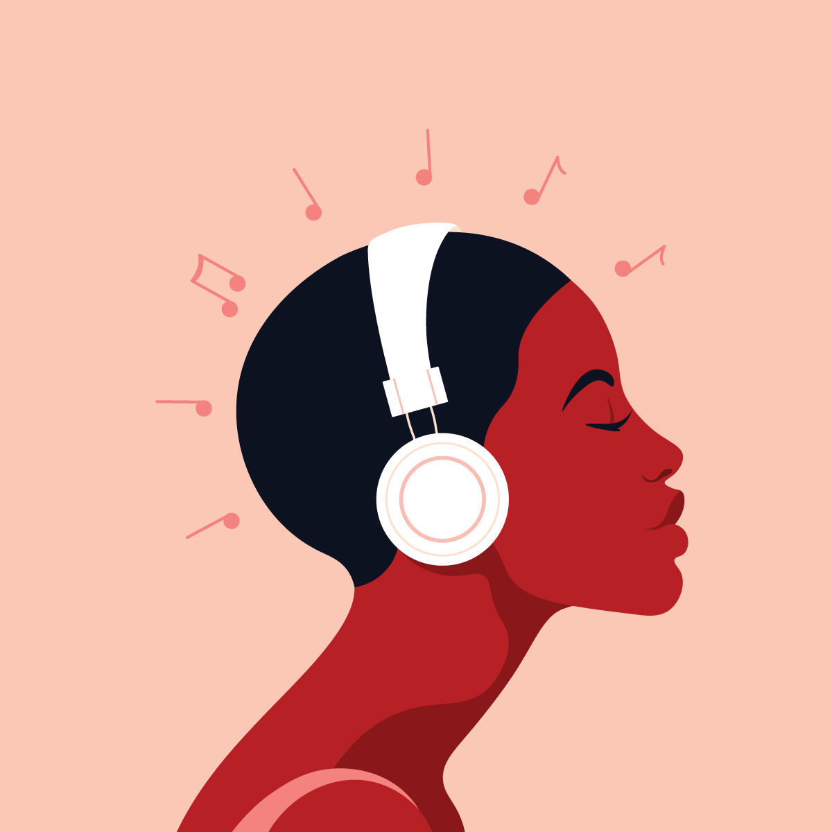 Woman wearing headphones