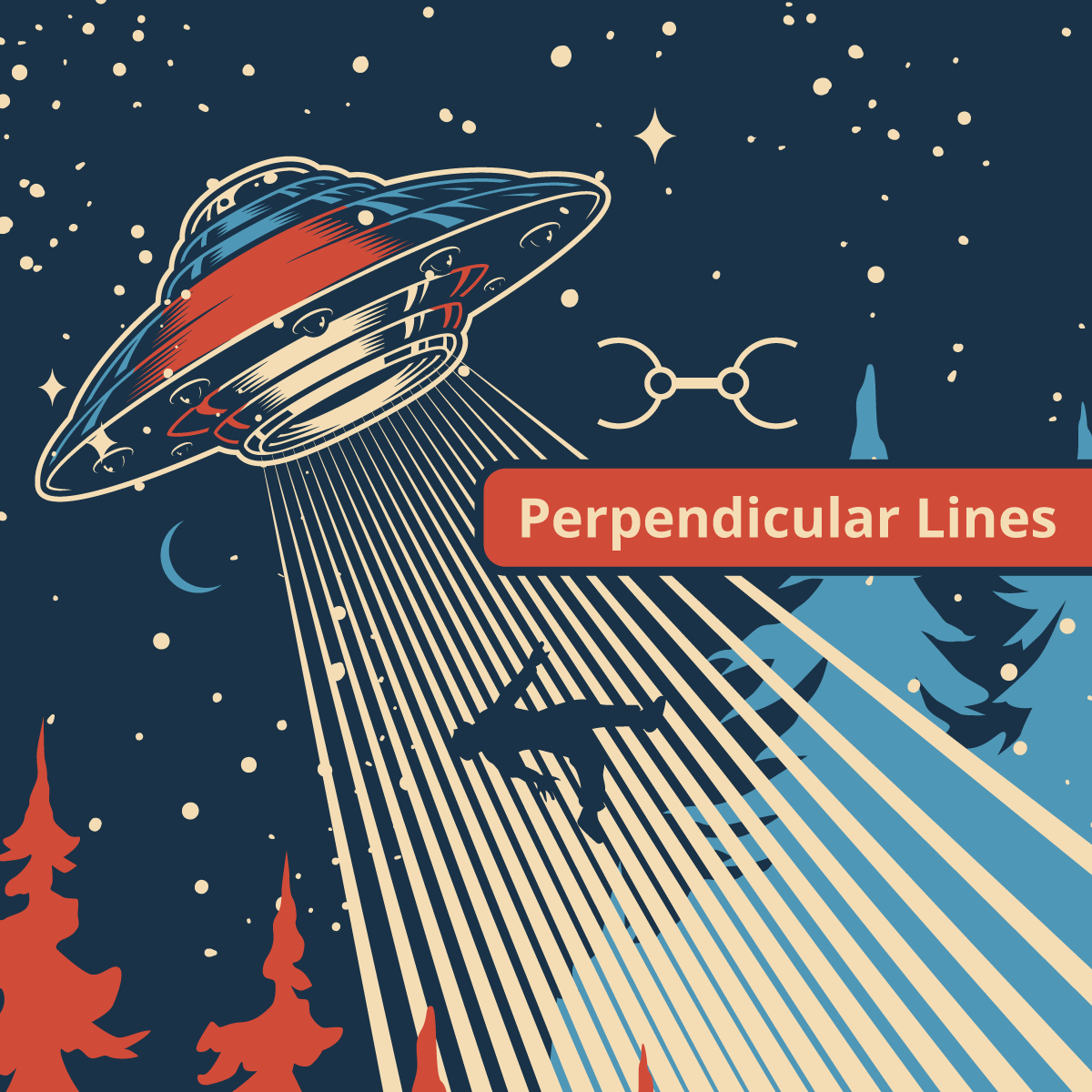 Perpendicular lines coming out of a UFO vector graphic