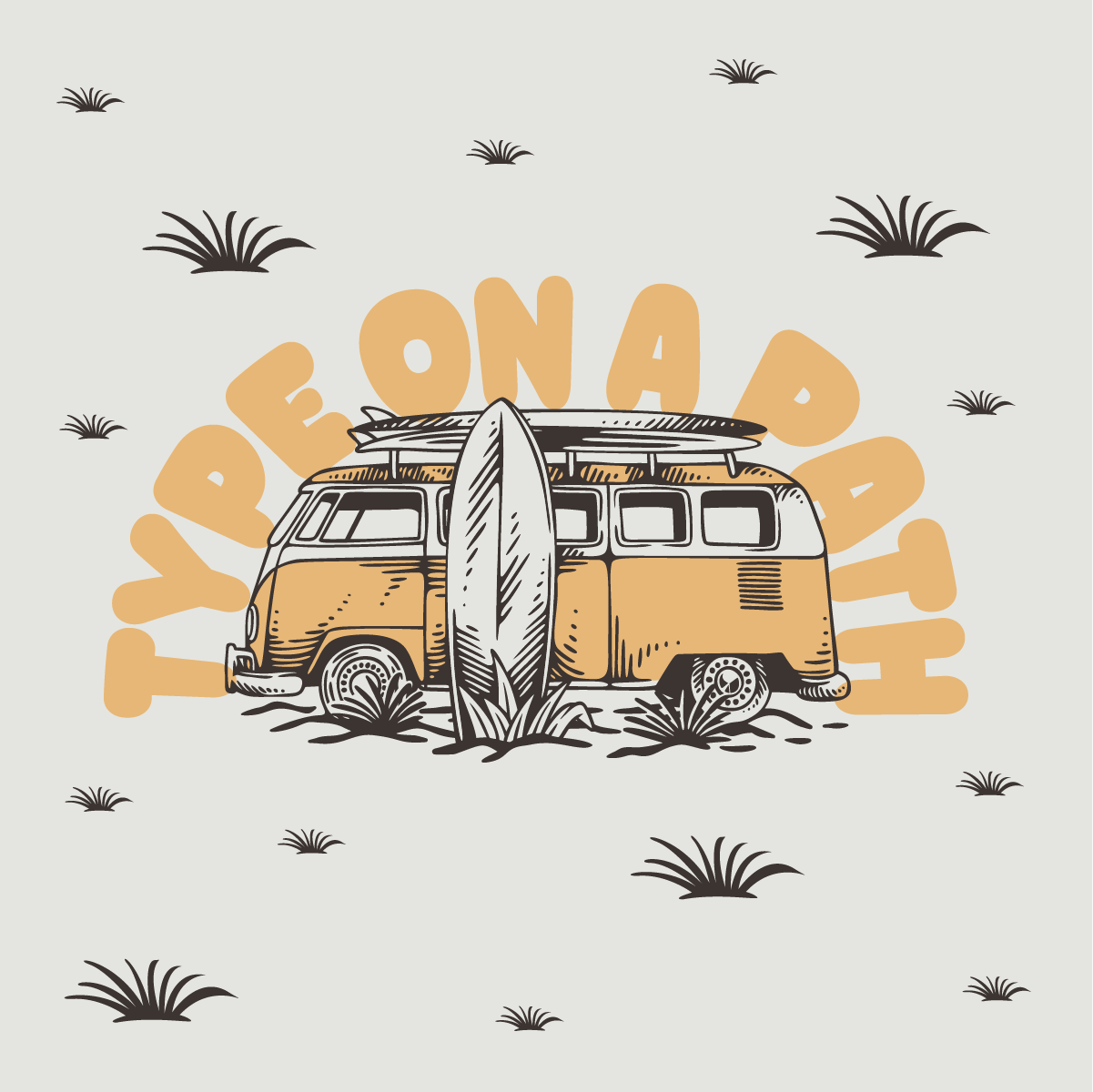 Type on a path Illustrator VW Campervan